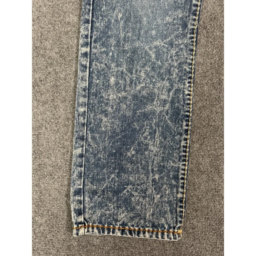 True Religion Ricky Straight Jeans Mens 34 Acid Wash Distressed Flap Pocket USA